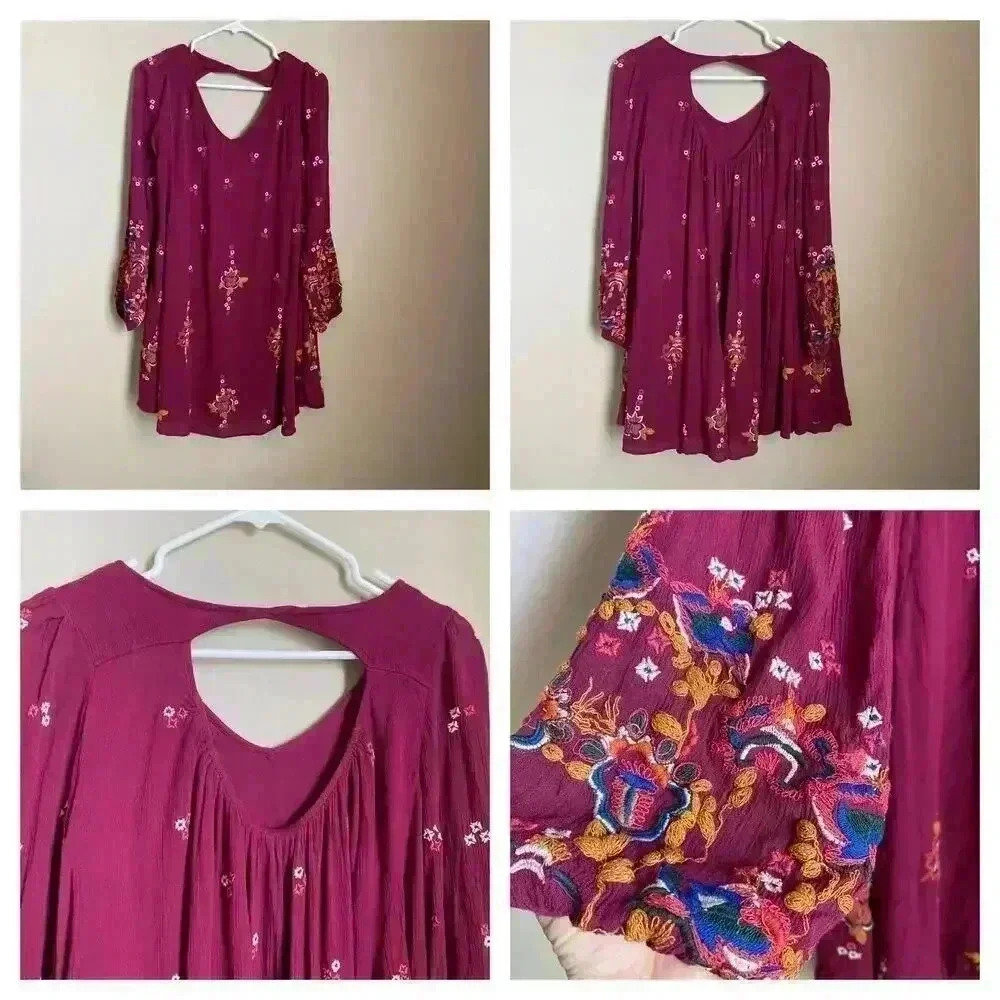 Free People Oxford‎ Embroidered Mini Dress Size XS
